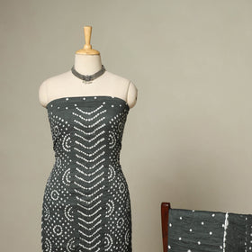 Grey - 3pc kutch tie-dye satin cotton unstitched bandhani