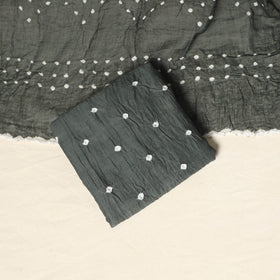 Grey - 3pc kutch tie-dye satin cotton unstitched bandhani