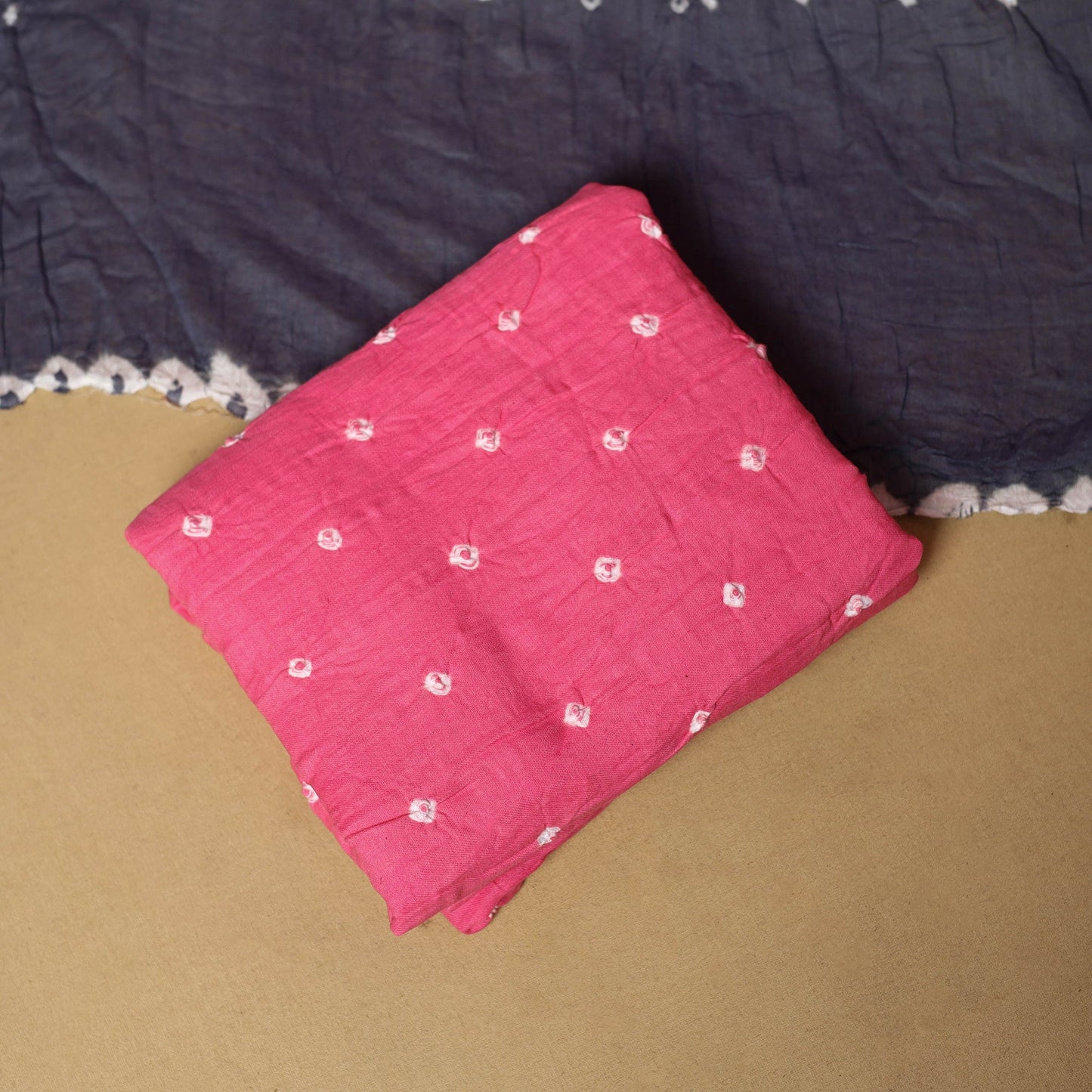 3pc kutch tie-dye satin cotton unstitched bandhani dress