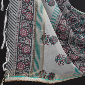  3pc Sanganeri Block Printed Chanderi Silk Gota Patti Work Suit Material Set 