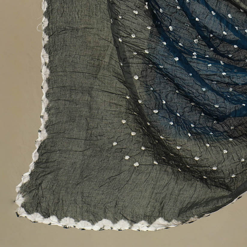 Buy 3pc Grey Tie & Dye Satin Cotton Bandhani Dress Material