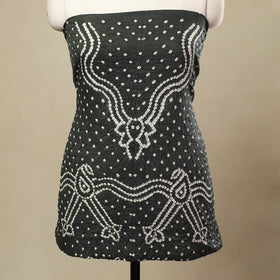 Buy 3pc Grey Tie & Dye Satin Cotton Bandhani Dress Material