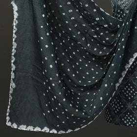 Grey - 3pc tie & dye satin cotton bandhani unstitched dress