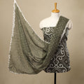 Grey - 3pc tie & dye satin cotton bandhani unstitched dress