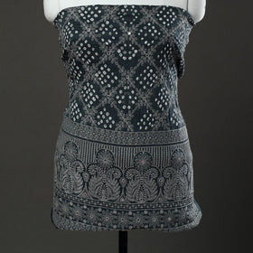 Grey - 3pc tie & dye satin cotton bandhani unstitched dress