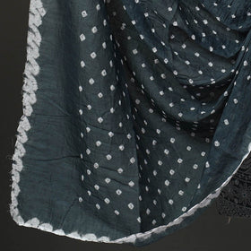 Grey - 3pc tie & dye satin cotton bandhani unstitched dress