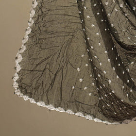 Grey 3pc Tie & Dye Satin Cotton Bandhani Dress Material