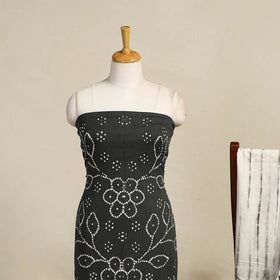 Grey 3pc Tie & Dye Satin Cotton Shibori Bandhani Dress Material