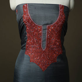 Aari work sozni hand embroidery silk 3pc unstitched dress