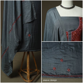Aari work sozni hand embroidery silk 3pc unstitched dress