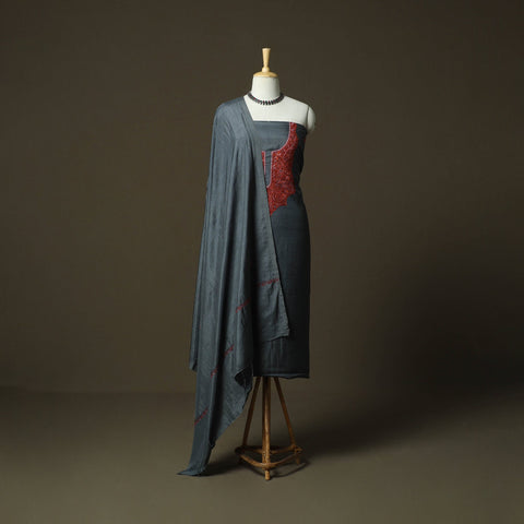 Aari work sozni hand embroidery silk 3pc unstitched dress