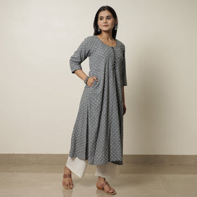  Akola Hand Block Printed Cotton A-Line Kurta 08 