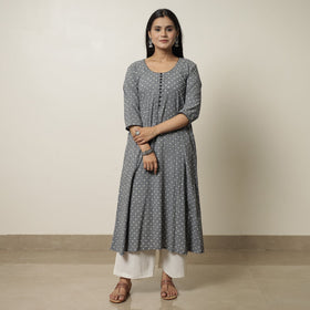  Akola Hand Block Printed Cotton A-Line Kurta 08 