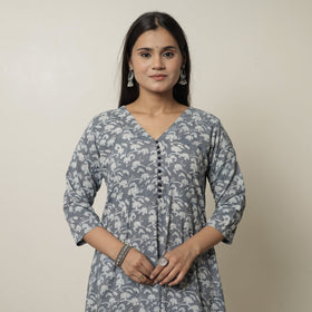  Akola Hand Block Printed Cotton A-Line Long Kurta 39 