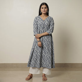  Akola Hand Block Printed Cotton A-Line Long Kurta 39 