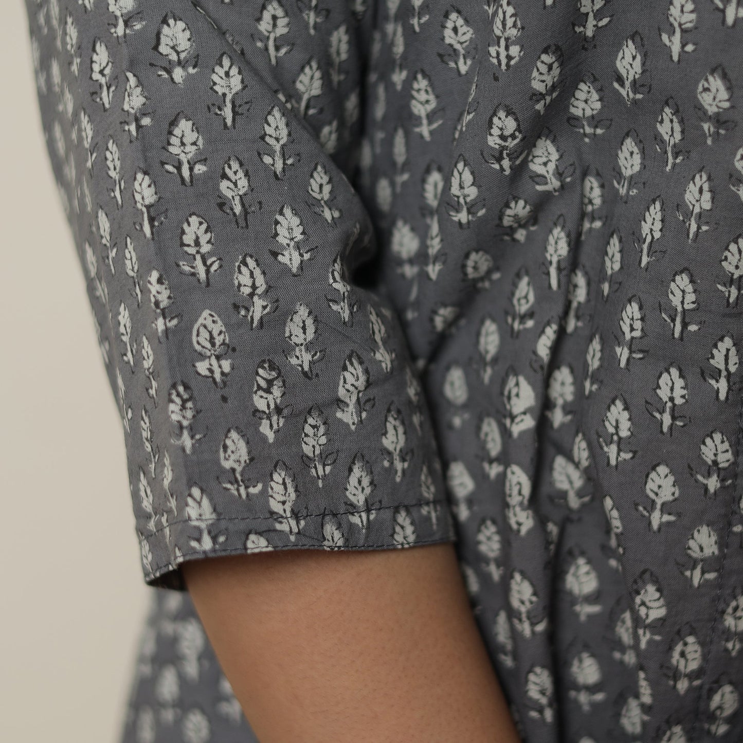 Akola Hand Block Printed Cotton Long A-Line Kurta for Women