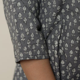 Akola Hand Block Printed Cotton Long A-Line Kurta for Women