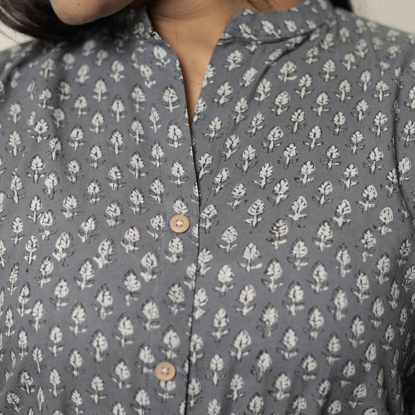 Akola Hand Block Printed Cotton Long A-Line Kurta for Women