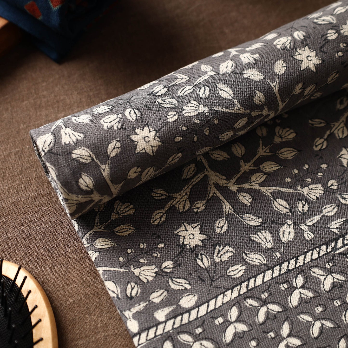 Grey Akola Block Printed Pure Handloom Cotton Towel 