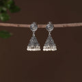 Alima German Silver Beaded Jhumki Earrings 