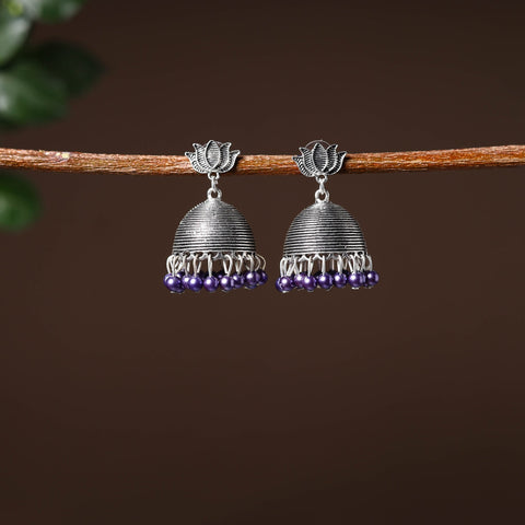 Grey - anaya handcrafted gs beaded jhumki earrings