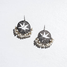  Antique Finish Oxidised German Silver Stud Earrings 