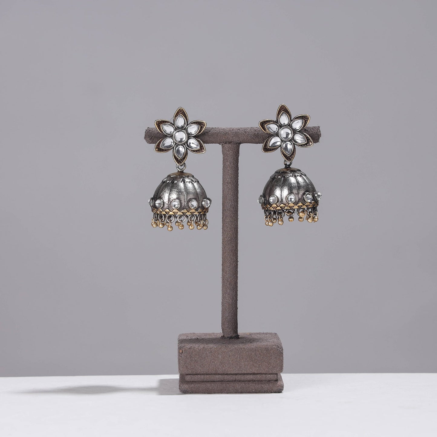 Buy Antique Finish Oxidised German Silver Jhumki Earrings Online at iTokri.com