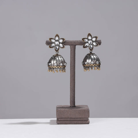 Buy Antique Finish Oxidised German Silver Jhumki Earrings Online at iTokri.com