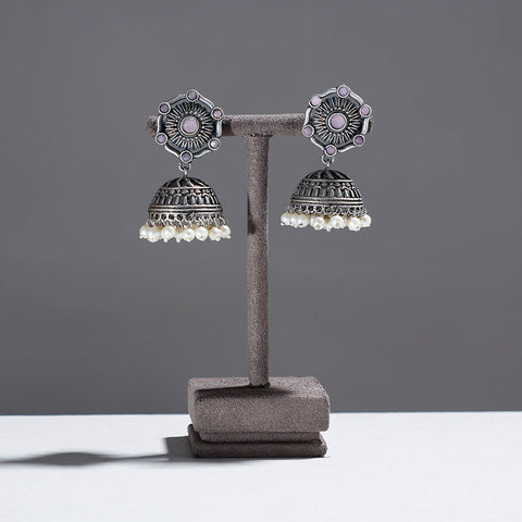  Antique Finish Oxidised German Silver Jhumki Earrings 