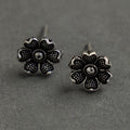 Grey - antique finish oxidised white metal stud earrings 19