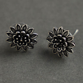  Antique Finish Oxidised White Metal Stud Earrings 19 