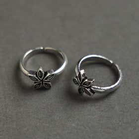  Antique Finish Oxidised White Metal Toe Ring 22 