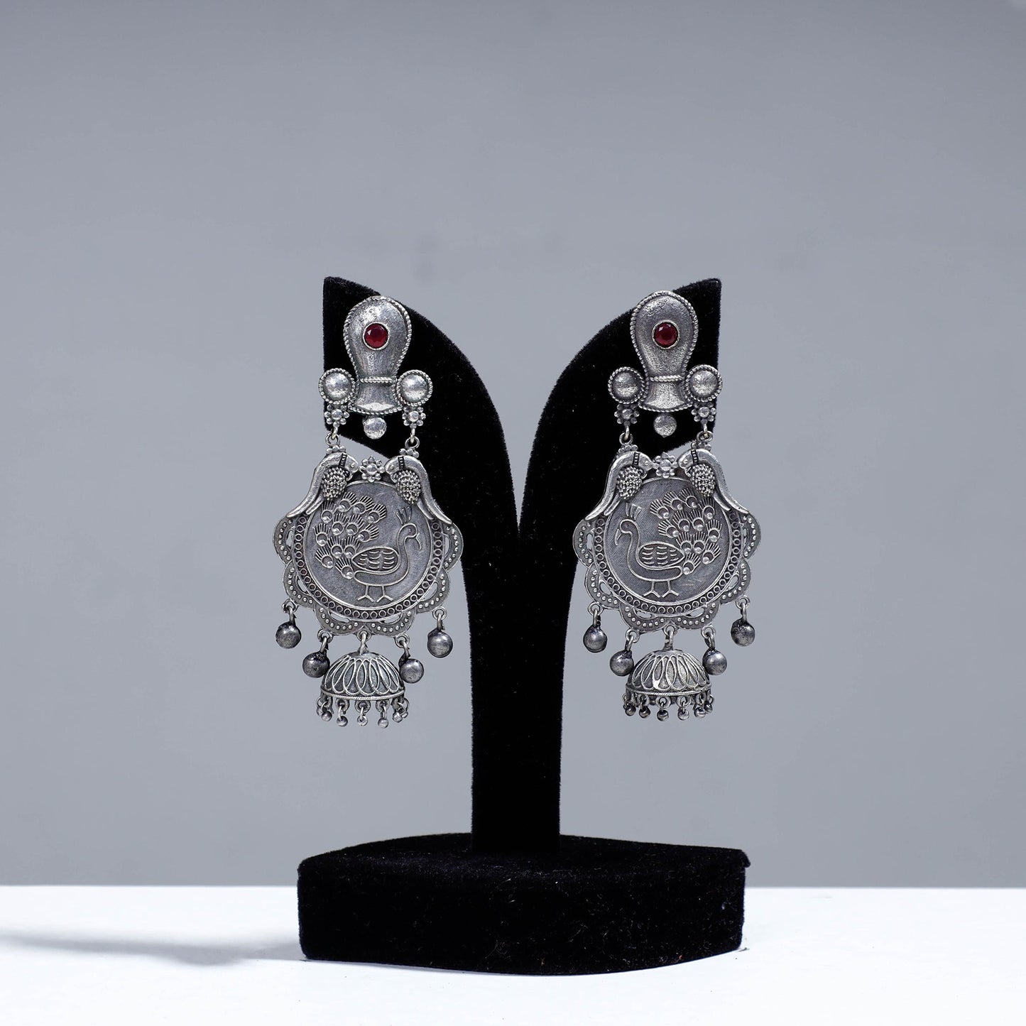 Buy Antique Silver Finish Oxidised Brass Base Earrings Online l iTokri.com