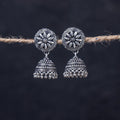  Antique Silver Finish Oxidised Brass Base Jhumka Earrings 