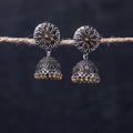  Antique Silver Finish Oxidised Brass Base Jhumka Earrings 