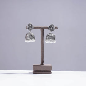  Antique Silver Finish Oxidised Brass Base Jhumki Earrings 