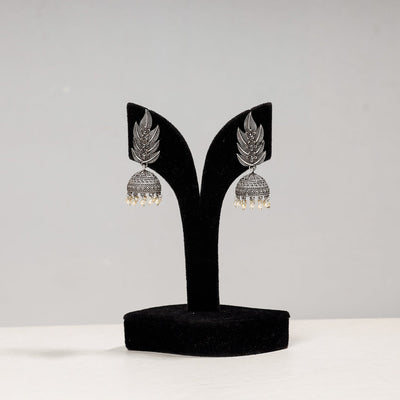  Antique Silver Finish Oxidised Special Brass Base Jhumki Earrings 