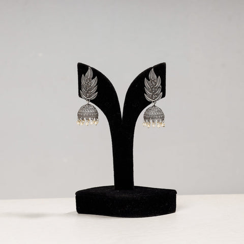  Antique Silver Finish Oxidised Special Brass Base Jhumki Earrings 