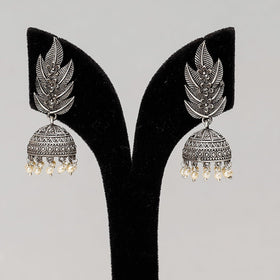  Antique Silver Finish Oxidised Special Brass Base Jhumki Earrings 