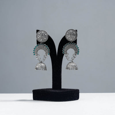  Antique Silver Finish Oxidised Brass Base Jhumki Earrings 
