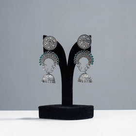  Antique Silver Finish Oxidised Brass Base Jhumki Earrings 
