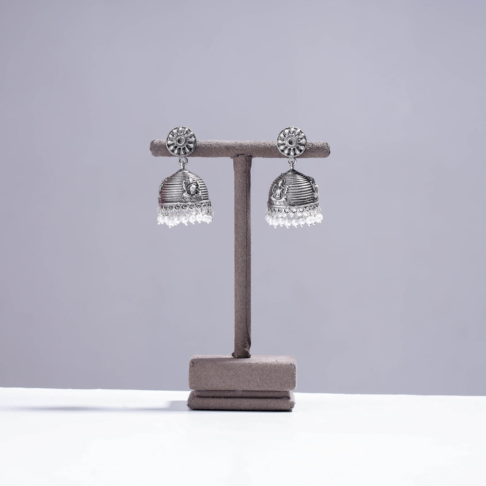 Buy Antique Silver Finish Oxidised Brass Base Jhumki Earrings Online l iTokri.com