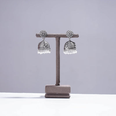 Buy Antique Silver Finish Oxidised Brass Base Jhumki Earrings Online l iTokri.com