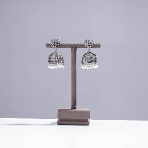 Buy Antique Silver Finish Oxidised Brass Base Jhumki Earrings Online l iTokri.com