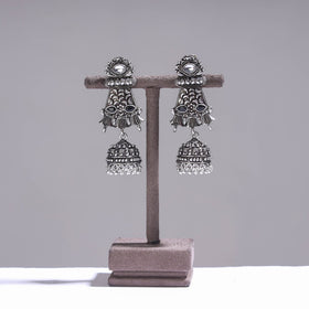  Antique Silver Finish Oxidised Brass Base Earrings 