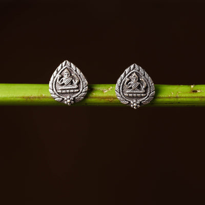  Antique Silver Finish Oxidised Brass Base Stud Earrings 