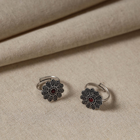  Antique Silver Finish Oxidised Brass Base Toe Ring 