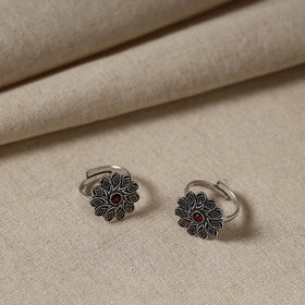  Antique Silver Finish Oxidised Brass Base Toe Ring 