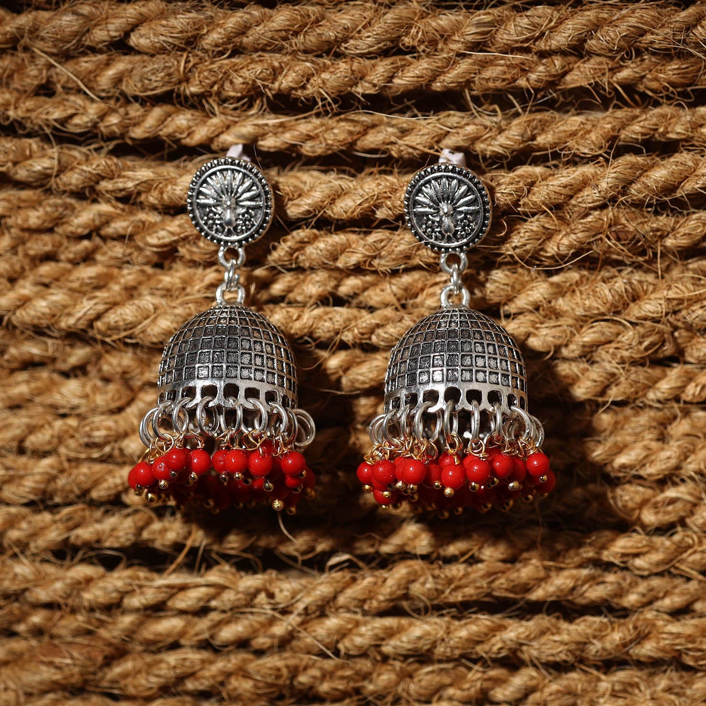  Anushka Handcrafted GS Beaded Jhumki Earrings 