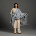 Grey - assam weave thread buti cotton handloom dupatta 20